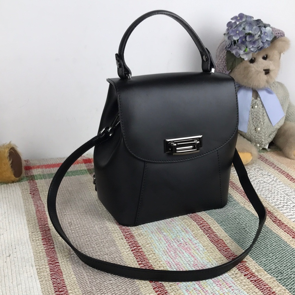 Cielo Celeste Made In Italy Black Leather Bag